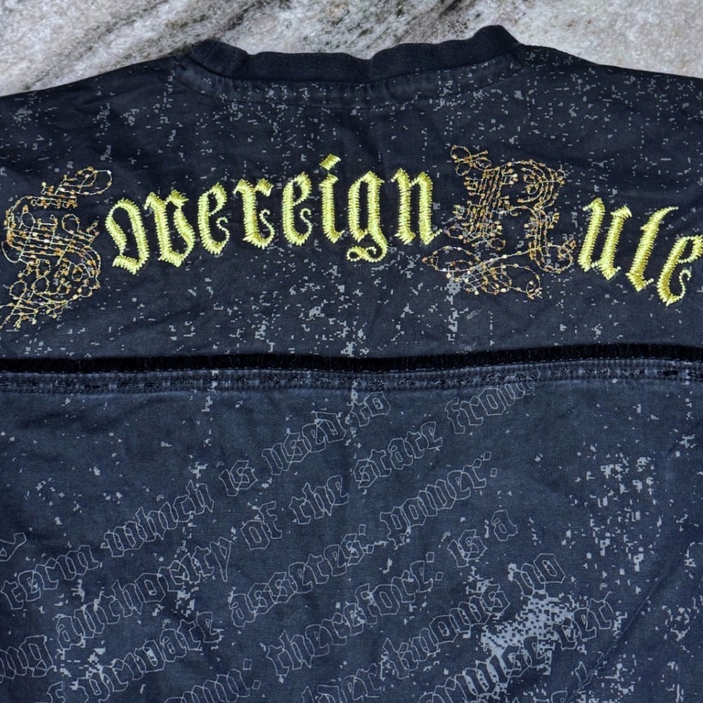 Crown Holder Y2K Mens Graphic 4XL Embroidered Sovereign Rule Black Hip Hop Tee